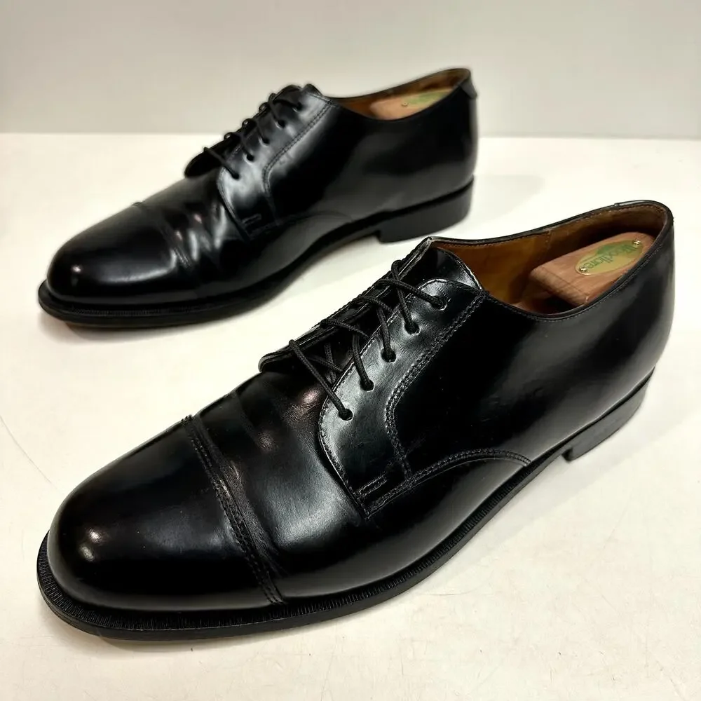 VERY GOOD Cole Haan Derby Blucher Cap Toe Black Calf Made in Maine USA 11.5
